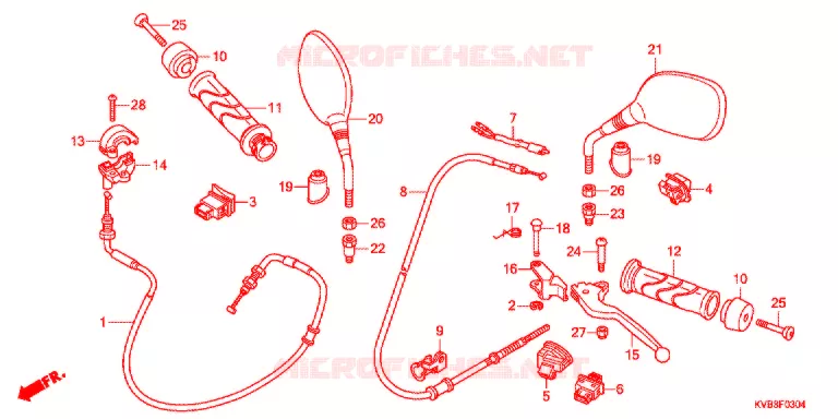 LEVIER DE GUIDON - CABLE - COMMODO (5) Honda SCOOTER 110 CLICK 2011  ACB110SB