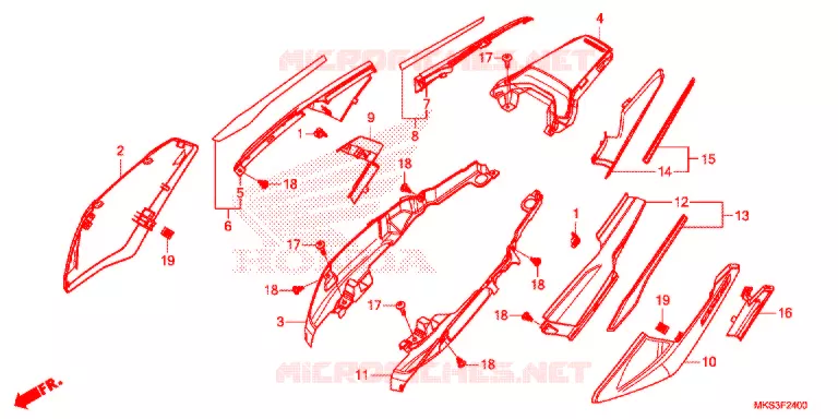 COUVERCLES LATERAUX (1) Honda MOTO 1100 AFRICA-TWIN 2021  CRF1100AL