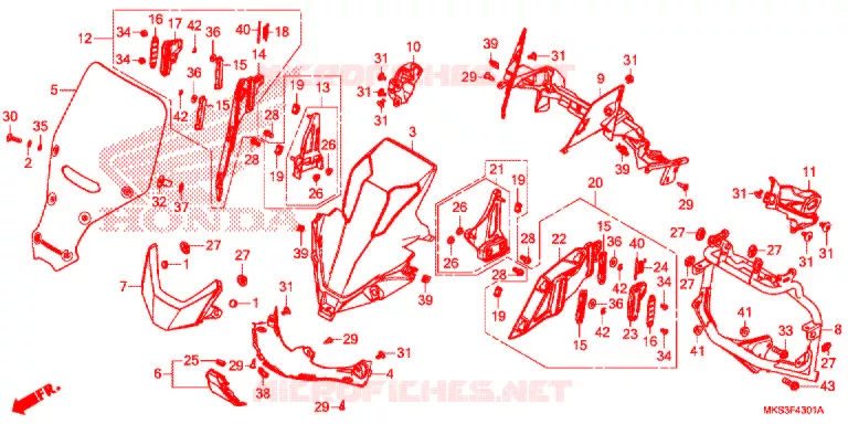 CARENAGE AVANT (CRF1100A2/A4/AL2/AL4/D2/D4/DL2/DL4) Honda MOTO 1100 AFRICA-TWIN 2020  CRF1100D2L