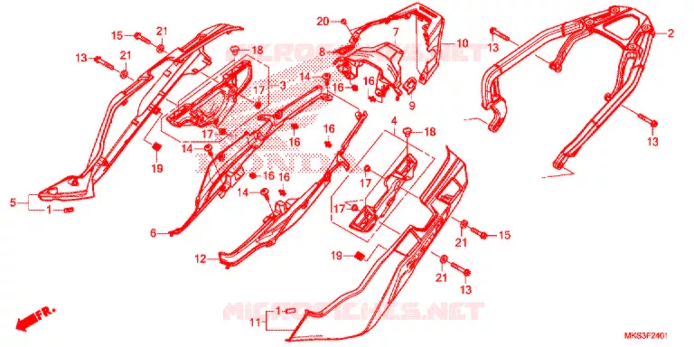 COUVERCLE LATERAL - PORTE BAGAGE ARRIERE (2) Honda MOTO 1100 AFRICA-TWIN 2020  CRF1100D2L