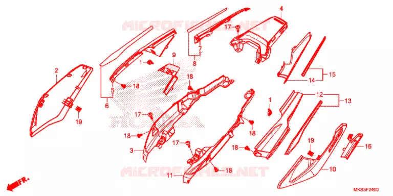 COUVERCLE LATERAL (1) Honda MOTO 1100 AFRICA-TWIN 2021  CRF1100DL