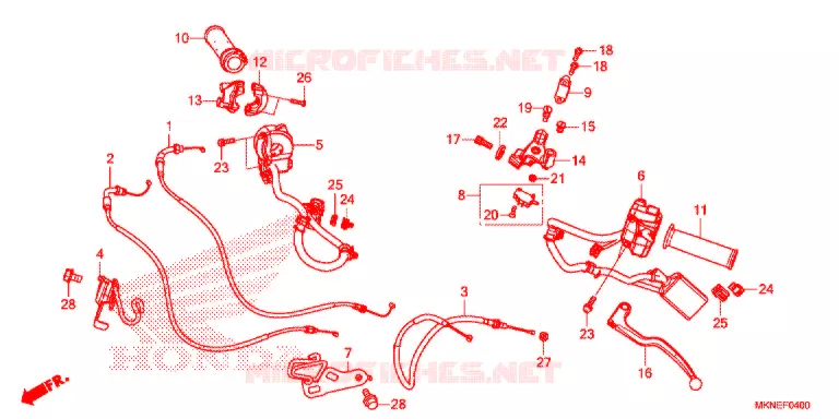 LEVIER DE GUIDON - CABLE - COMMODO Honda MOTO 650 CBR 2020  CBR650RAL