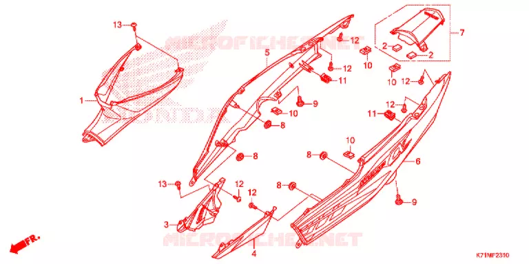CARENAGE ARRIERE Honda MOTO 110 WAVE 2021  AFS110MCSL