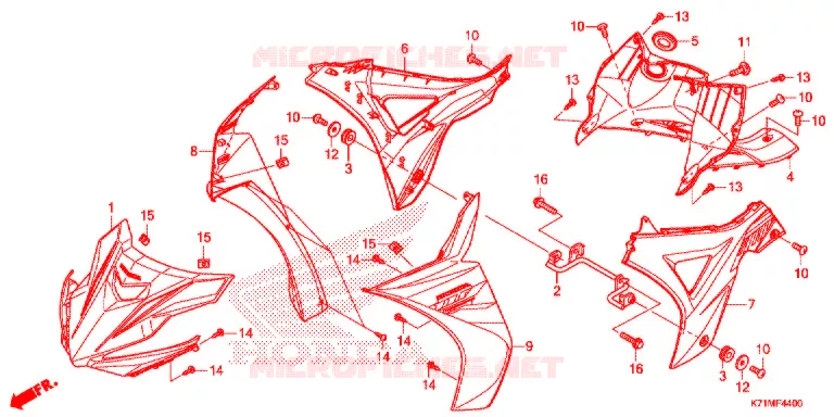CARENAGE AVANT - PROTEGE JAMBES Honda MOTO 110 WAVE 2020  AFS110MCSL