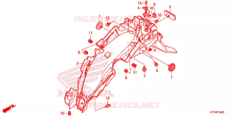GARDE-BOUE ARRIERE Honda MOTO 110 WAVE 2021  AFS110MCSL