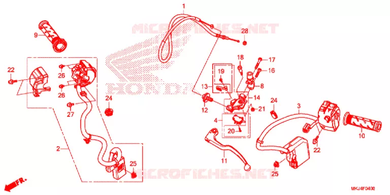 LEVIER DE GUIDON - CABLE - COMMODO Honda MOTO 1000 CB 2020  CB1000RAL