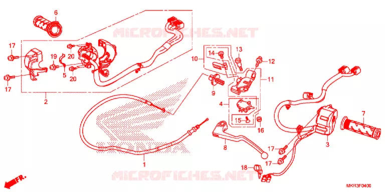 LEVIER DE GUIDON - CABLE - COMMODO Honda MOTO 1000 CBR 2020  CBR1000SPM