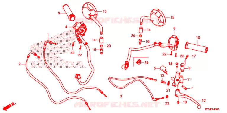 LEVIER DE GUIDON - CABLE - COMMODO Honda MOTO 300 REBEL 2020  CMX300AL