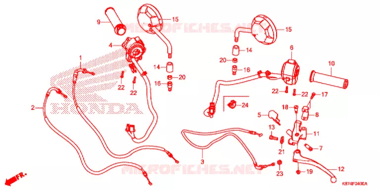 LEVIER DE GUIDON - CABLE - COMMODO Honda MOTO 500 REBEL 2019  CMX300K