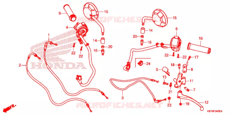 LEVIER DE GUIDON - CABLE - COMMODO Honda MOTO 500 REBEL 2020  CMX300L