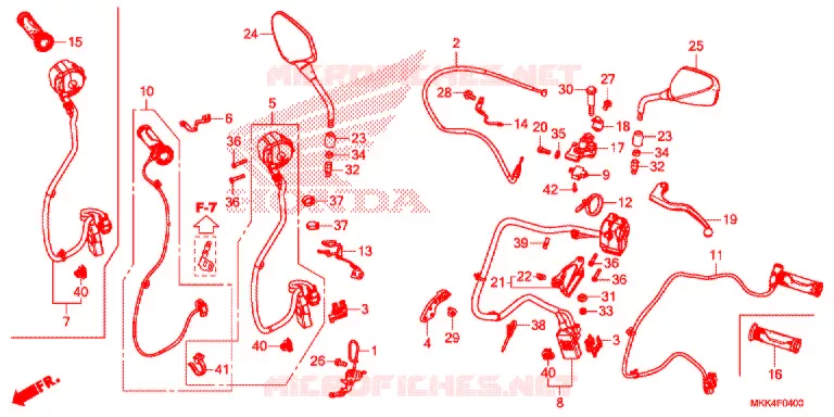 LEVIER DE GUIDON - CABLE - COMMODO (CRF1000A/A2) Honda MOTO 1000 AFRICA-TWIN 2019  CRF1000A2K