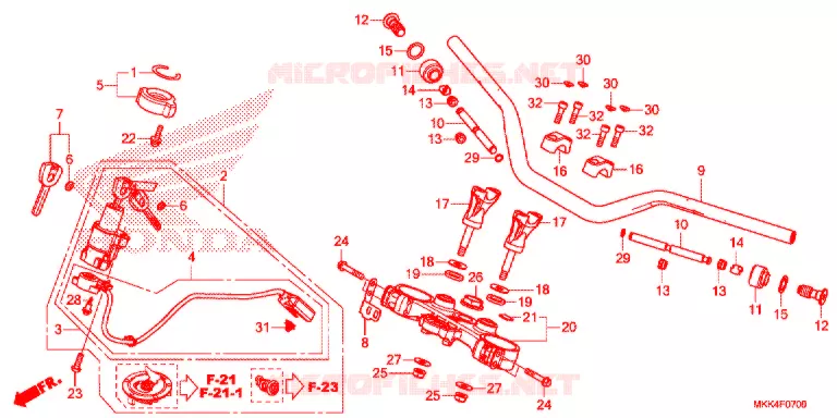 GUIDON - TE DE FOURCHE Honda MOTO 1000 AFRICA-TWIN 2019  CRF1000D2K
