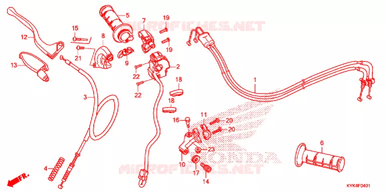 LEVIER DE GUIDON - CABLE - COMMODO (CRF110F'19-) Honda MOTO 110 CRF 2019  CRF110FK