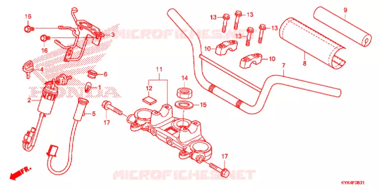 GUIDON - TE DE FOURCHE (CRF110F'19-) Honda MOTO 110 CRF 2020  CRF110FL