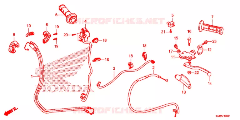 LEVIER DE GUIDON - CABLE - COMMODO (CRF125F/FB'19,'20) Honda MOTO 125 CRF 2019  CRF125FBK