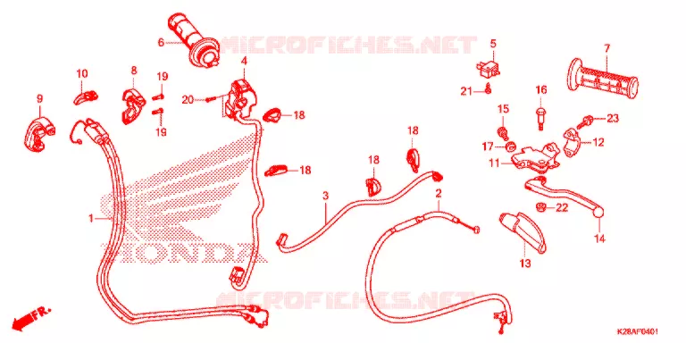 LEVIER DE GUIDON - CABLE - COMMODO (CRF125F/FB'19,'20) Honda MOTO 125 CRF 2020  CRF125FL