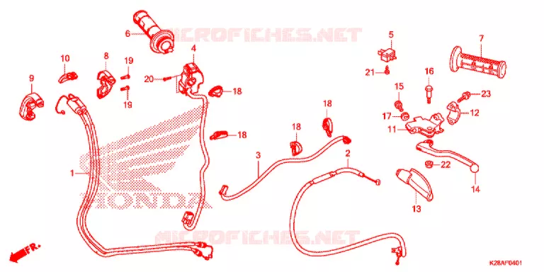 LEVIER DE GUIDON - CABLE - COMMODO (CRF125F/FB'19,'20) Honda MOTO 125 CRF 2020  CRF125FL