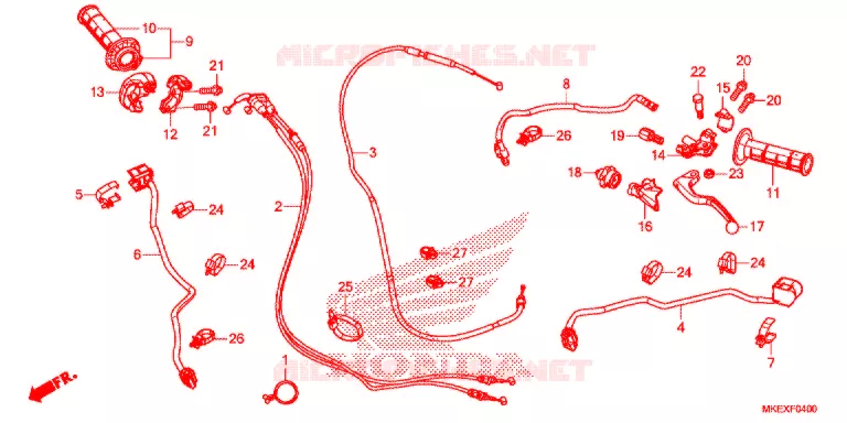 LEVIER DE GUIDON - CABLE - COMMODO Honda MOTO 450 CRF 2021  CRF450XK