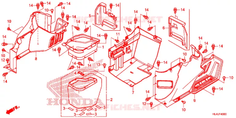 COUVERCLES LATERAUX Honda ATV 1000 PIONEER 2020  SXS1000M5PL