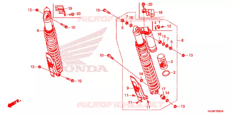 AMORTISSEUR ARRIERE Honda ATV 1000 TALON 2021  SXS1000S2RM