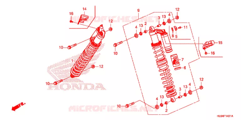 AMORTISSEUR AVANT (SXS1000S2X) Honda ATV 1000 TALON 2021  SXS1000S2XM