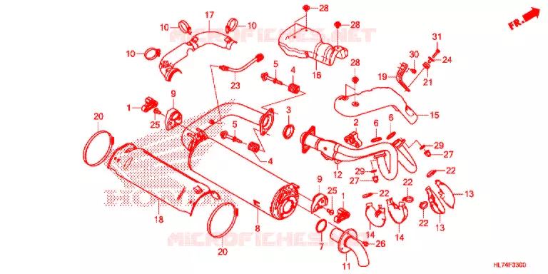 SILENCIEUX D'ECHAPPEMENT Honda ATV 1000 TALON 2020  SXS1000S4DL