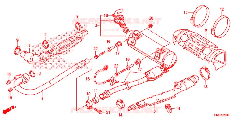 SILENCIEUX D'ECHAPPEMENT Honda ATV 680 FOURTRAX 2020  TRX680FA5L