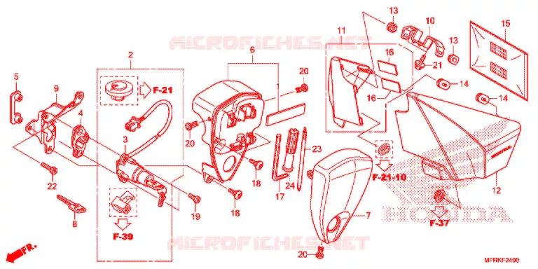 COUVERCLE LATERAL - OUTILS - CONTACTEUR A CLES Honda MOTO 1300 VT 2021  VT1300CXAL