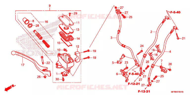 MAITRE CYLINDRE DE FREIN AVANT (VT1300CXA) Honda MOTO 1300 VT 2020  VT1300CXAL