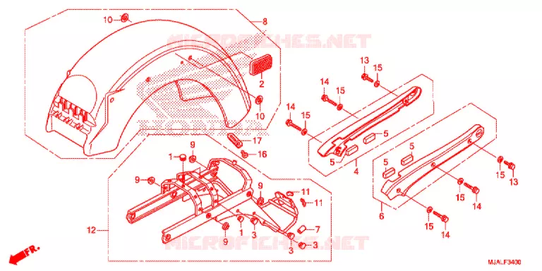 GARDE-BOUE ARRIERE (VT750C/CS) Honda MOTO 750 SHADOW 2021  VT750CSL