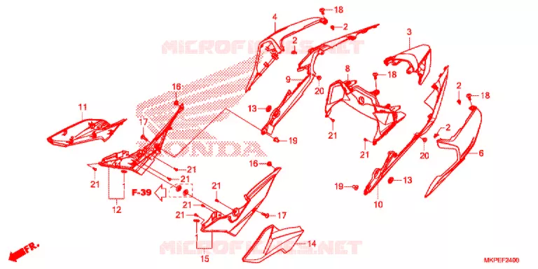 COUVERCLES LATERAUX - ARRIERES Honda MOTO 500 CB 2020  CB500FAL