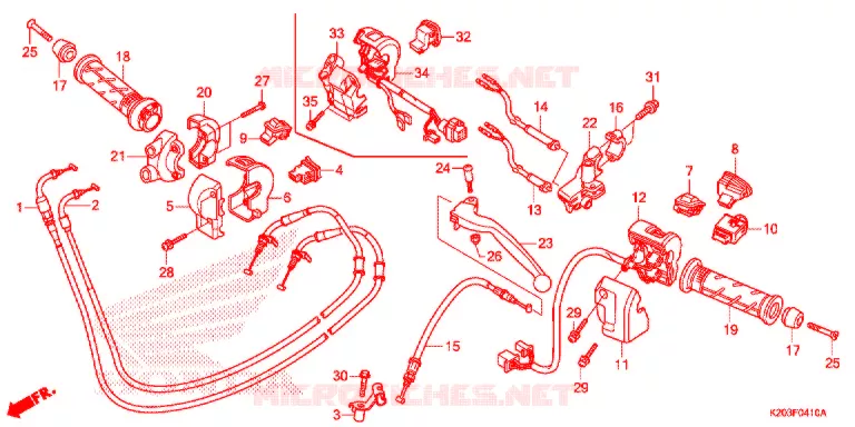 LEVIER DE GUIDON - CABLE - COMMODO Honda SCOOTER 110 ZOOMER 2020  ACG110CBTL