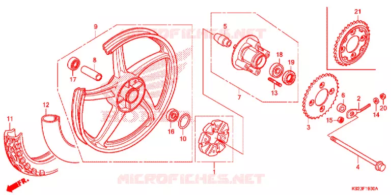 ROUE ARRIERE (2) Honda MOTO 110 WAVE 2017  AFS1101SPH