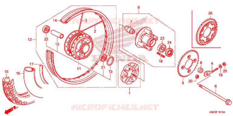 ROUE ARRIERE (1) Honda MOTO 110 WAVE 2017  AFS1102SPH