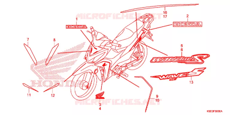 AUTOCOLLANTS (1) Honda MOTO 110 WAVE 2017  AFS110SPH