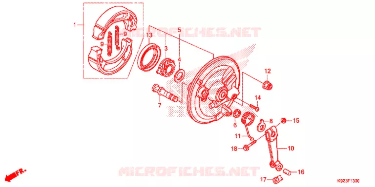 FLASQUE - MACHOIRES DE FREIN AVANT Honda MOTO 110 WAVE 2021  AFS110SPJ