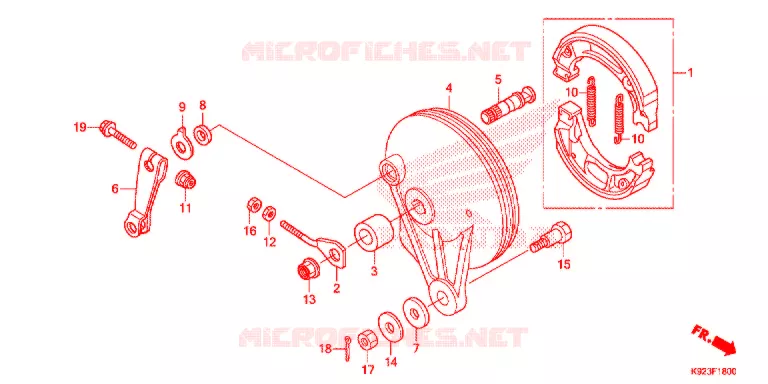 FLASQUE - MACHOIRES DE FREIN ARRIERE Honda MOTO 110 WAVE 2020  AFS110SPK