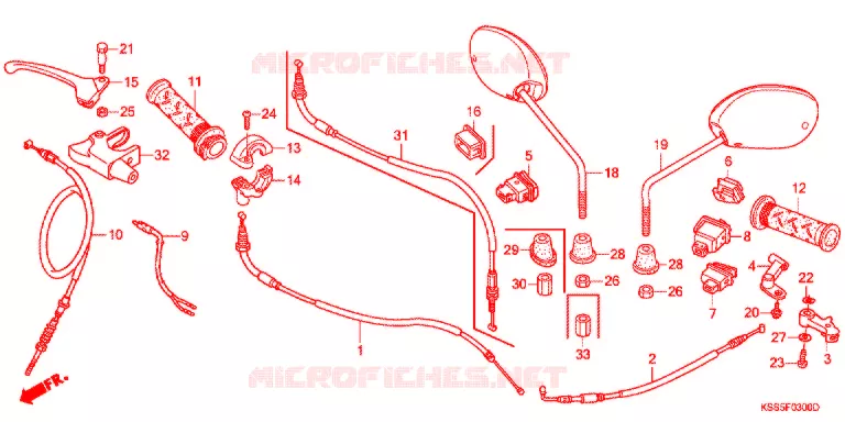 LEVIER DE GUIDON - CABLE - COMMODO Honda MOTO 125 BIZ 2010  BC125MA
