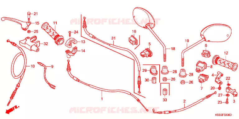 LEVIER DE GUIDON - CABLE - COMMODO Honda MOTO 125 BIZ 2010  BC125MCA