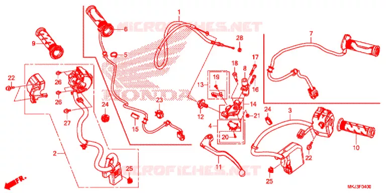 LEVIER DE GUIDON - CABLE - COMMODO Honda MOTO 1000 CB 2020  CB1000RAL