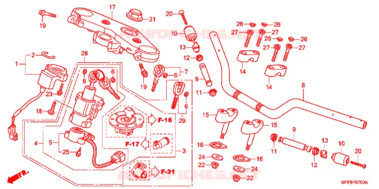 GUIDON - TE DE FOURCHE Honda MOTO 1300 CB 2020  CB1300ADK
