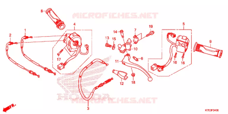 LEVIER DE GUIDON - CABLE - COMMODO Honda MOTO 190 CB 2016  CBF190WHG