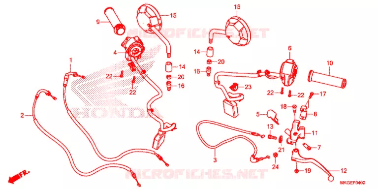 LEVIER DE GUIDON - CABLE - COMMODO Honda MOTO 500 REBEL 2020  CMX500AL