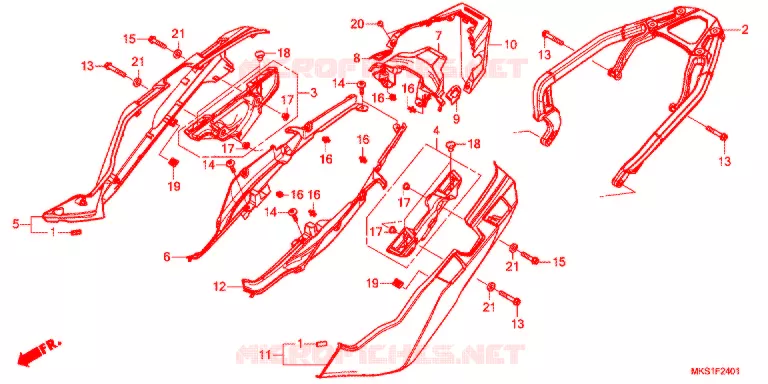 COUVERCLE LATERAL - PORTE BAGAGE ARRIERE (2) Honda MOTO 1100 AFRICA-TWIN 2021  CRF1100A4L