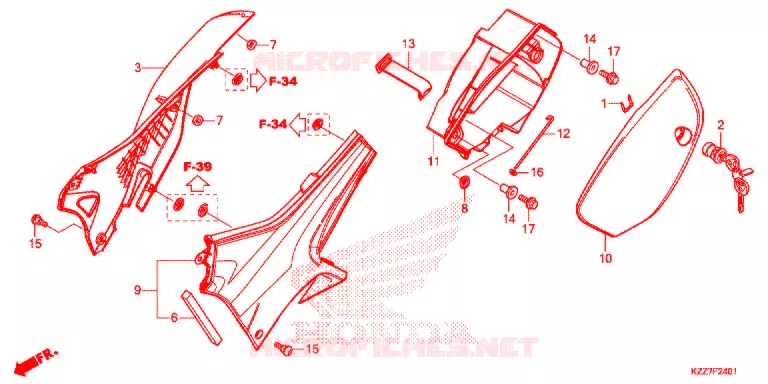 COUVERCLES LATERAUX (CRF250RL/RLA) Honda MOTO 250 CRF 2020  CRF250RLL