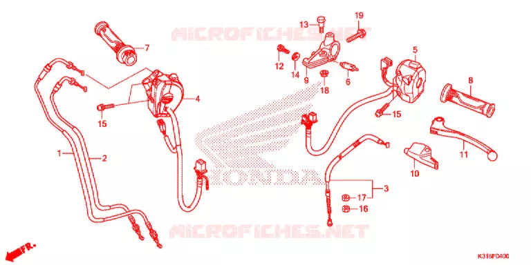 LEVIER DE GUIDON - CABLE - COMMODO Honda MOTO 250 CB 2017  MC250H