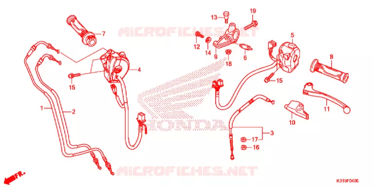 LEVIER DE GUIDON - CABLE - COMMODO Honda MOTO 250 CB 2018  MC250H_LA