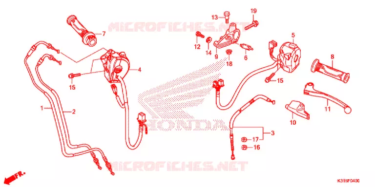 LEVIER DE GUIDON - CABLE - COMMODO Honda MOTO 250 CB 2018  MC250J