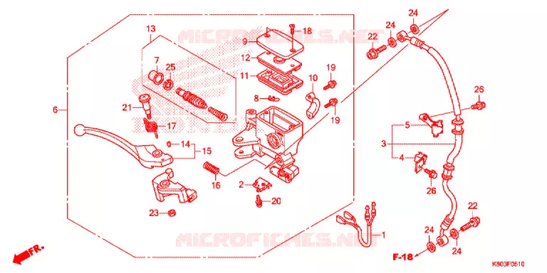 MAITRE CYLINDRE DE FREIN AVANT Honda SCOOTER 125 ELITE 2018  NSC1255SHH