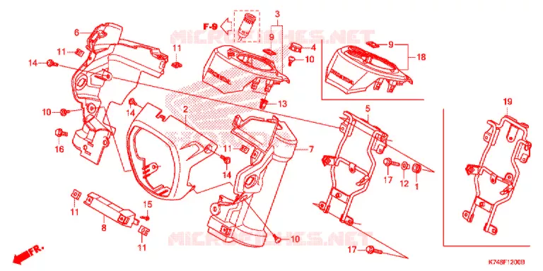 COUVERCLE PHARE / COUVERCLE FOURCHE AVANT Honda MOTO 110 NAVI 2023  NVA110H_WB